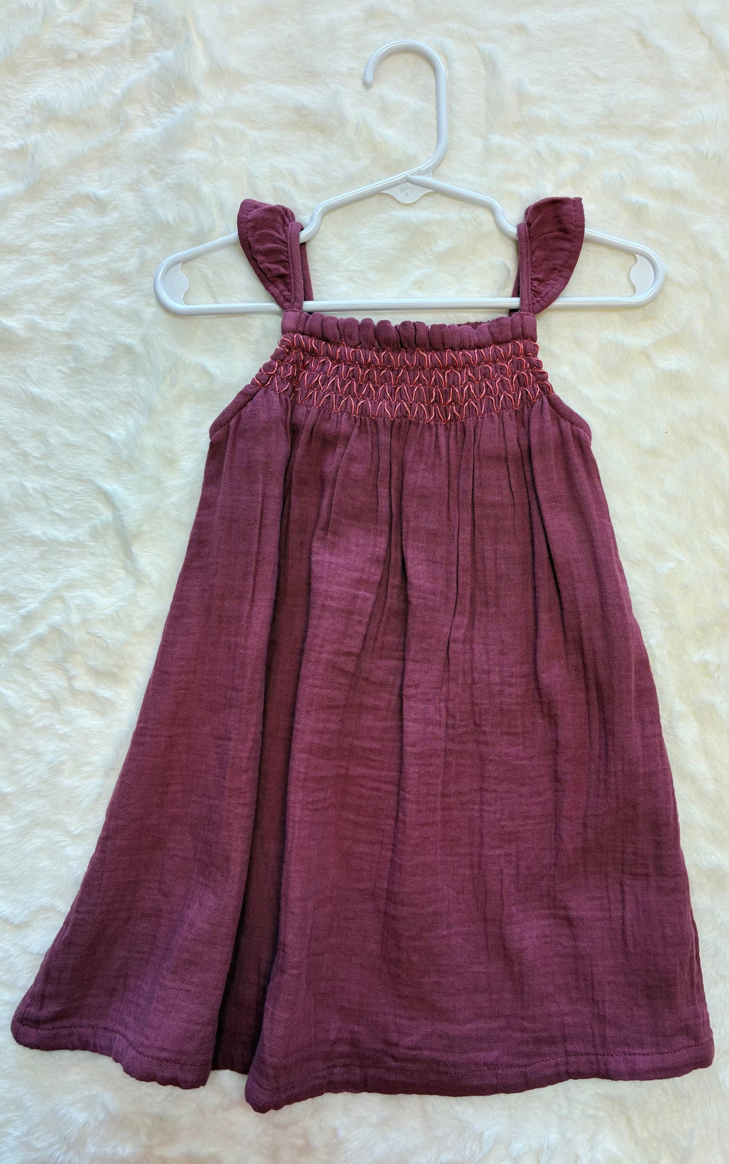 Girls summer dress in burgundy with ruffled straps Size 18-24mons NWT