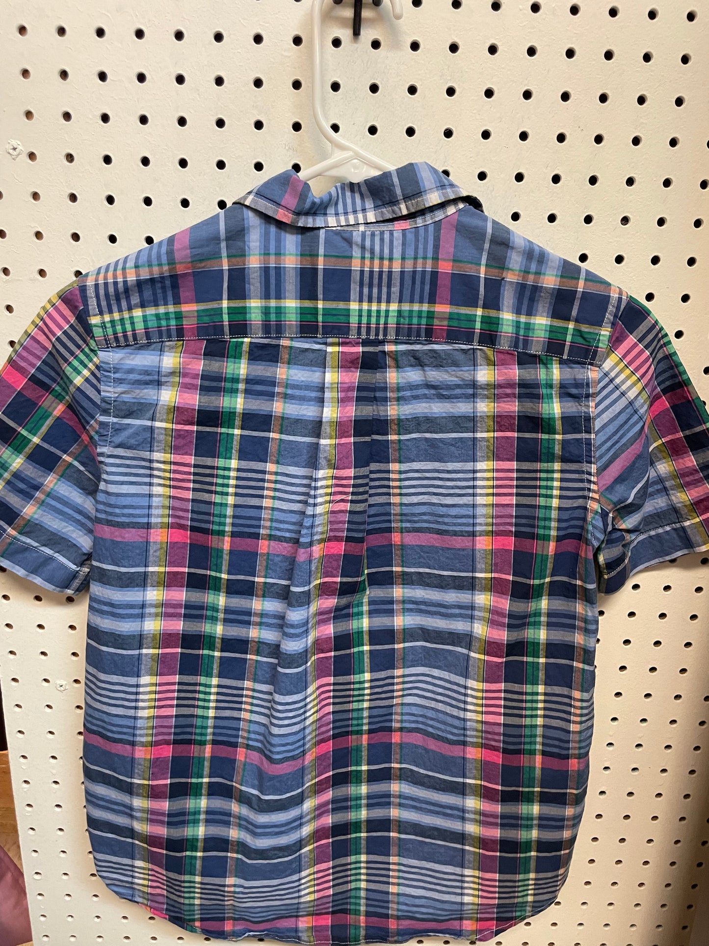 Polo Ralph Lauren Classic Fit Plaid Blue Short Sleeve Boys Size 10/12