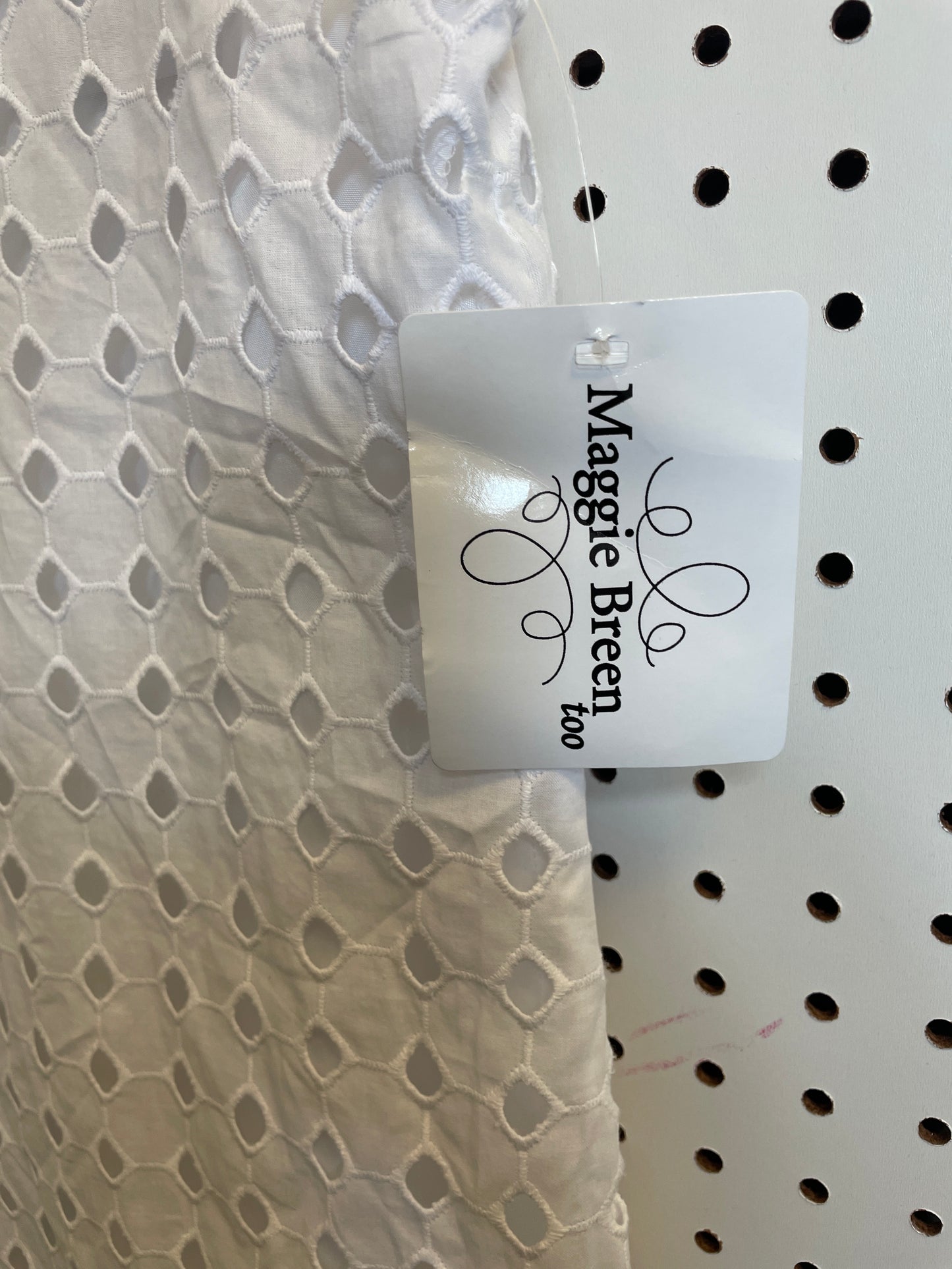 Maggie Breen V Back Dress White Eyelet Girl Size 10
