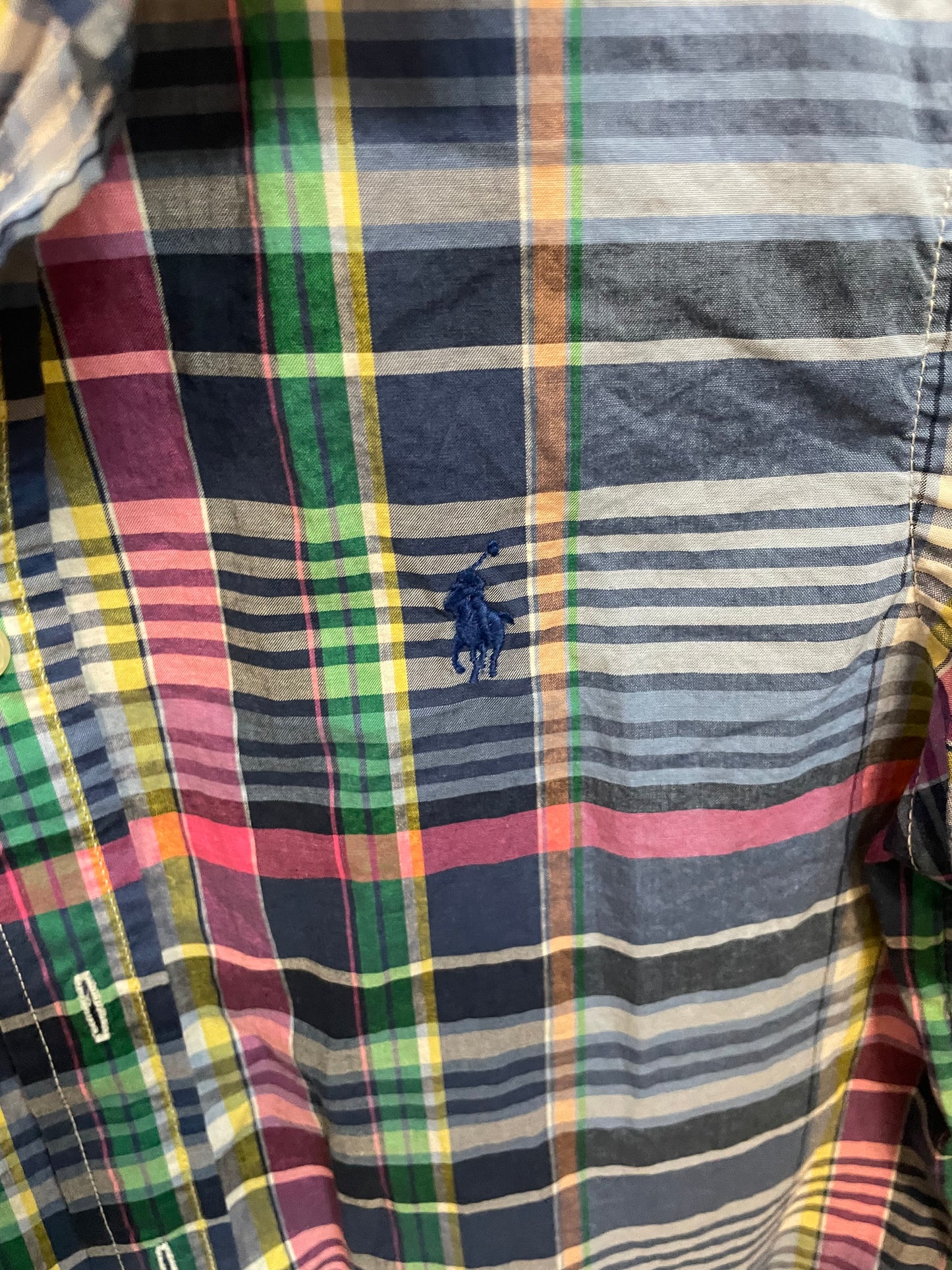 Polo Ralph Lauren Classic Fit Plaid Blue Short Sleeve Boys Size 10/12