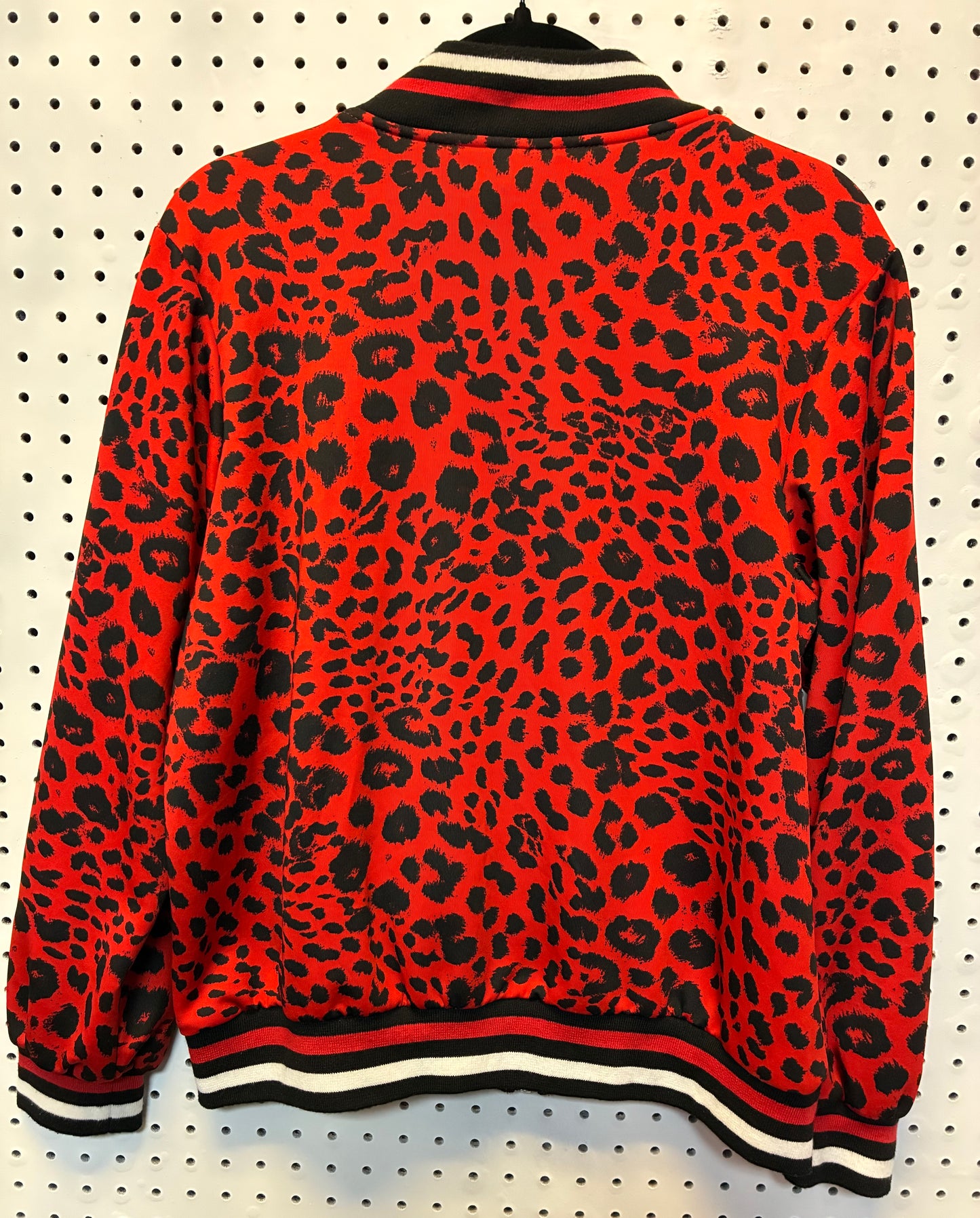 Ashley Stewart red leopard print satin bomber jacket- Size Large