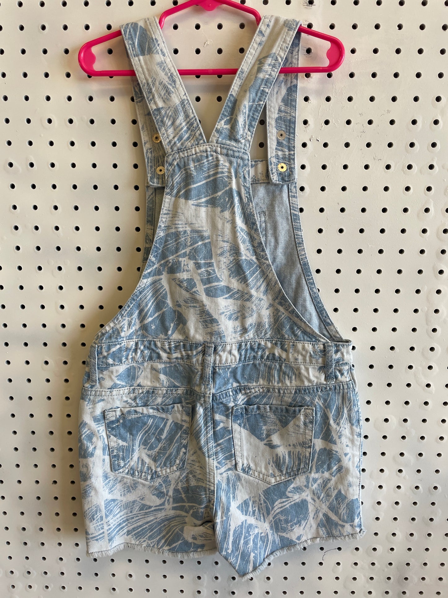Childrens Place Blue/White Marble Denim Shortalls-Size 8