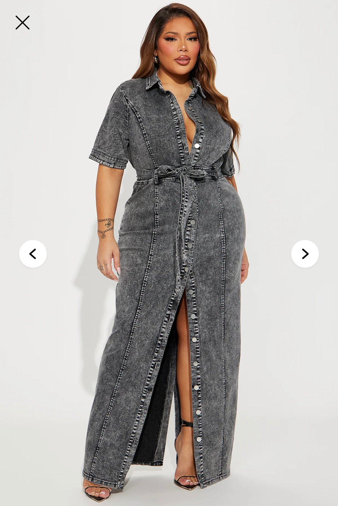 Kara Denim Maxi Dress - Dark Wash-Size XL