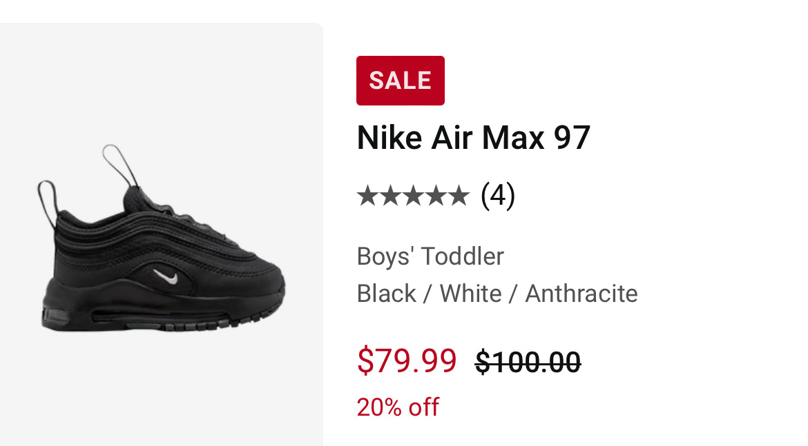 Nike Air Max 97 Infant/Toddler Size 5 - Great Condition