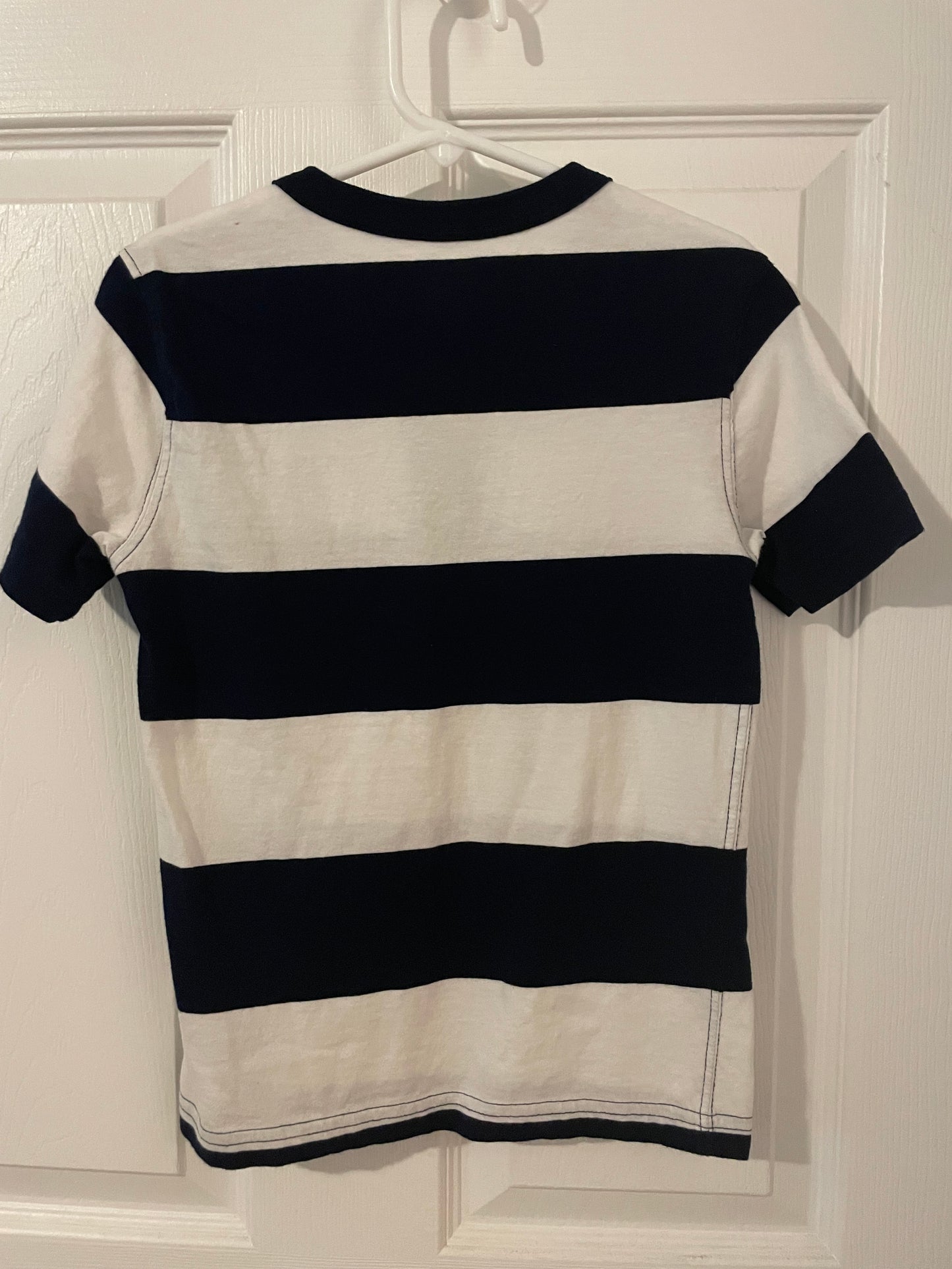 POLO Ralph Lauren Boys Striped T-shirt – Size 6 – White & Green – Button Pony