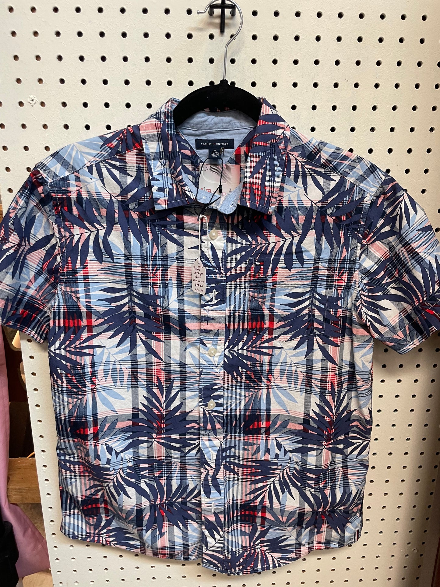 Tommy Hilfiger Multicolor Plaid Collar ButtonDown Boys Size 16-18