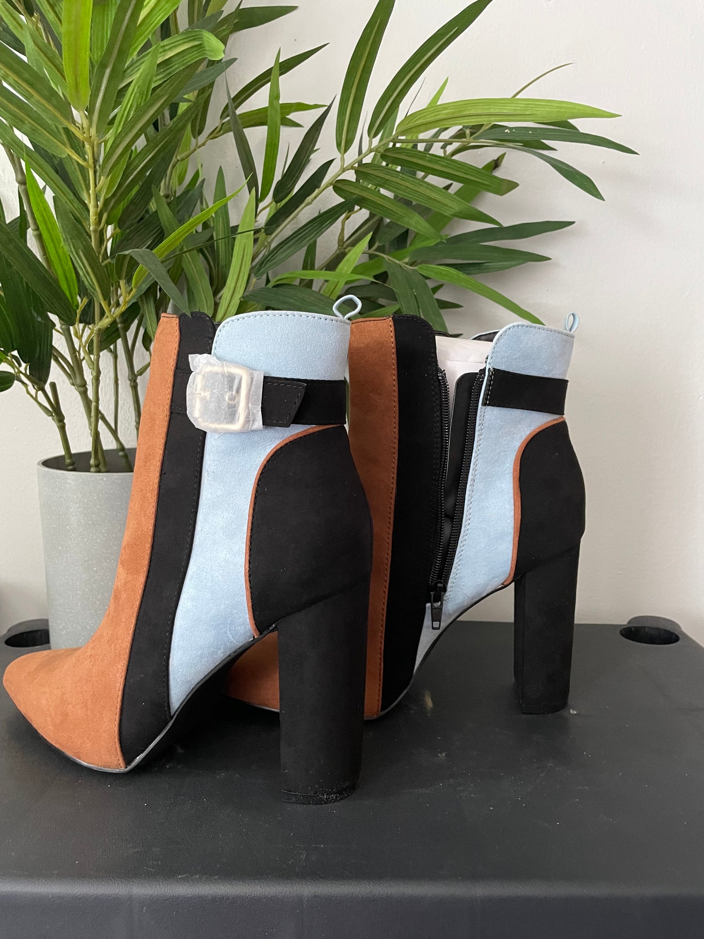 Linette Color Block Ankle Bootie Brown Multi Color Size 9.5~Great Condition