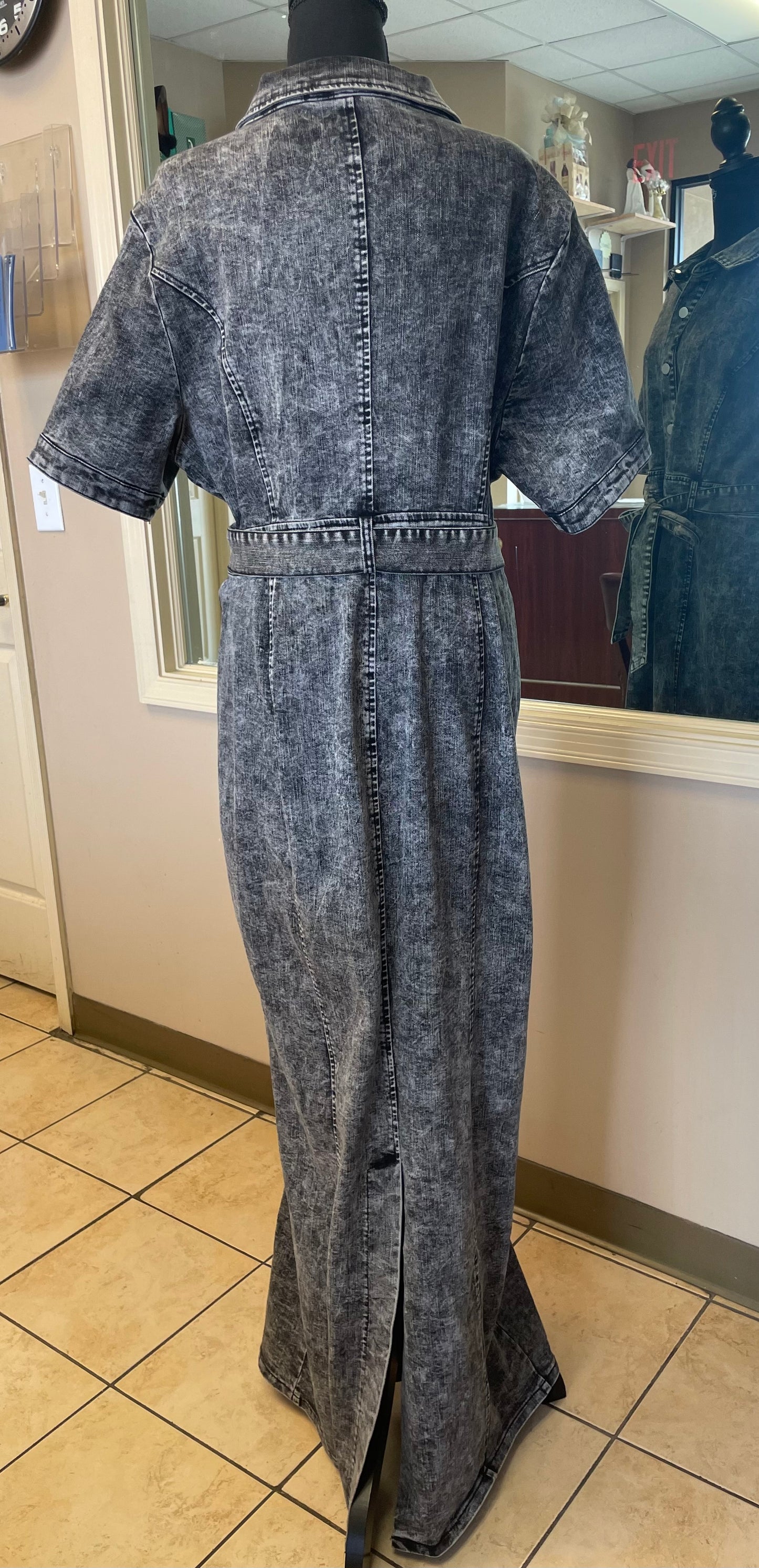 Kara Denim Maxi Dress - Dark Wash-Size XL