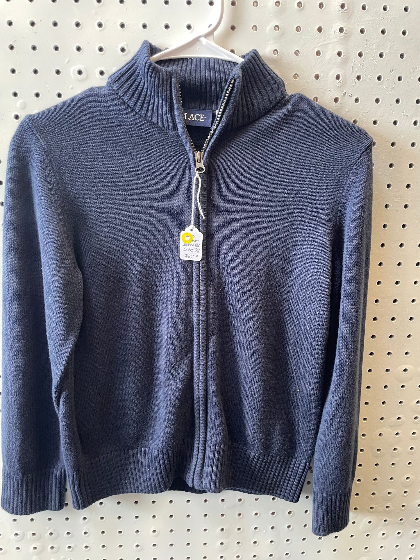 Boys Zip Up Sweater - Navy Blue