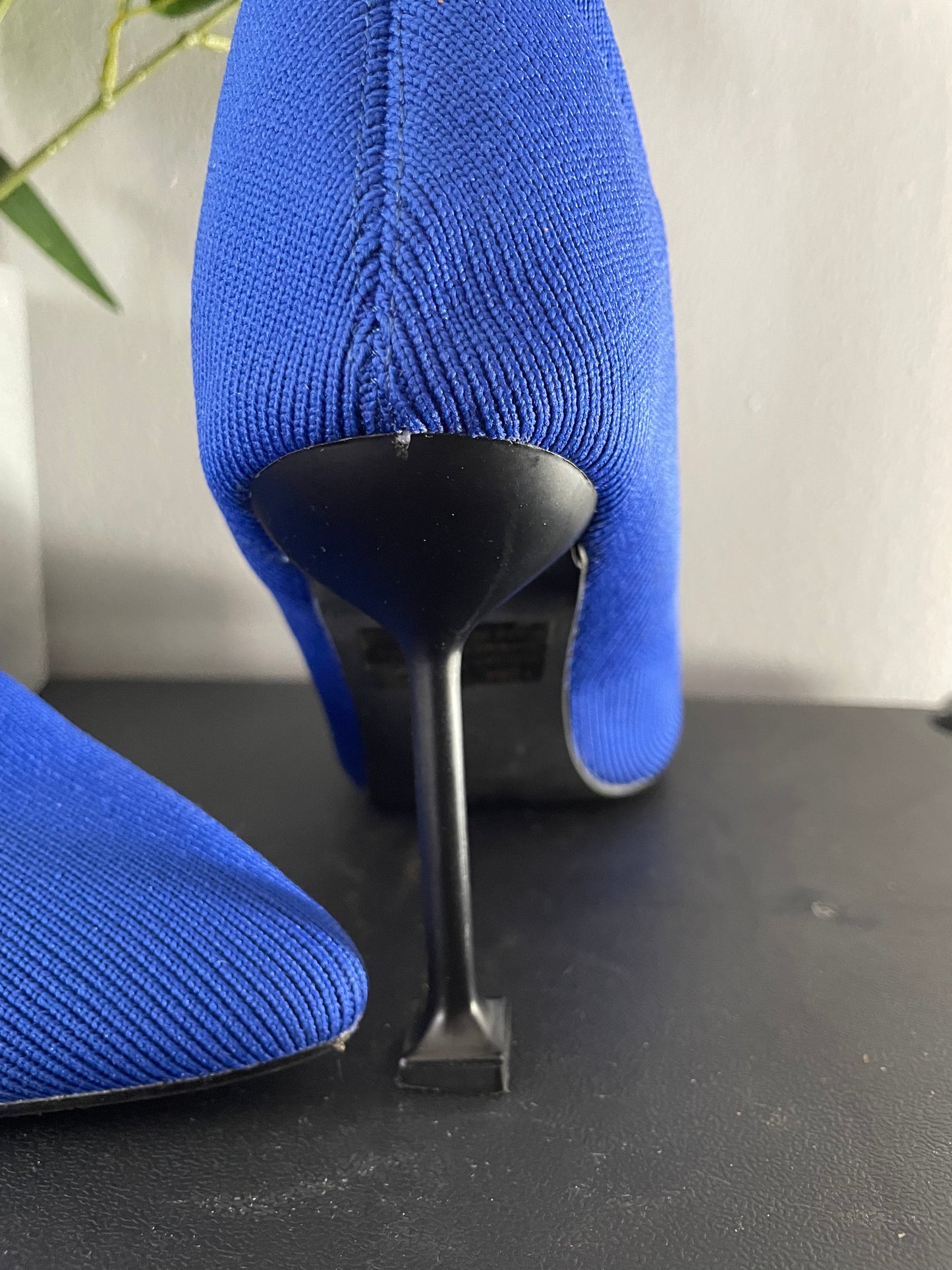 Blue Knitted Mid Calf Boots w/ Black Heel~Size 10~ Great Condition