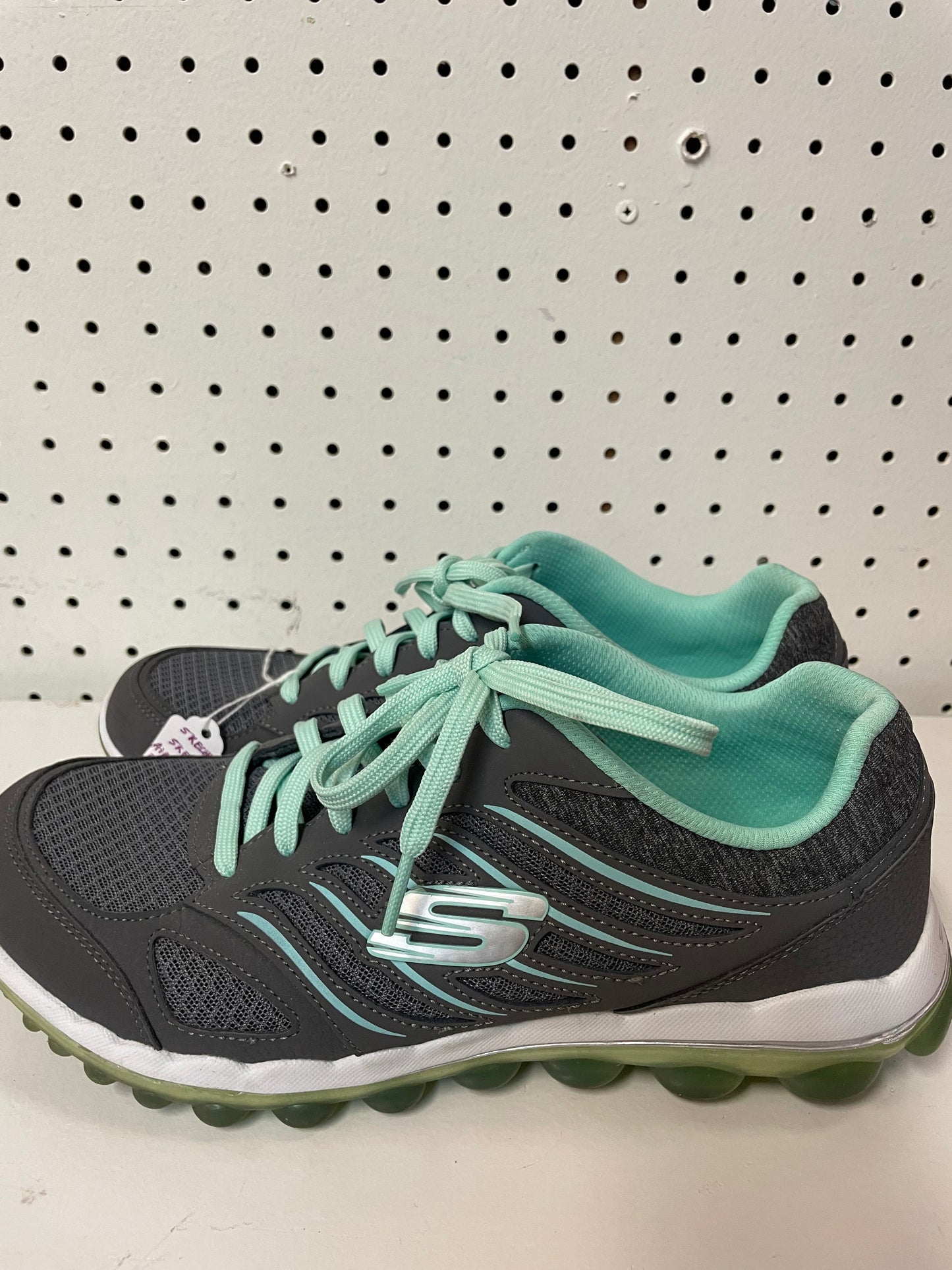 Skechers Skech Air Sneakers Women’s Size 10 Gray Green Running Shoes Lace Up Active