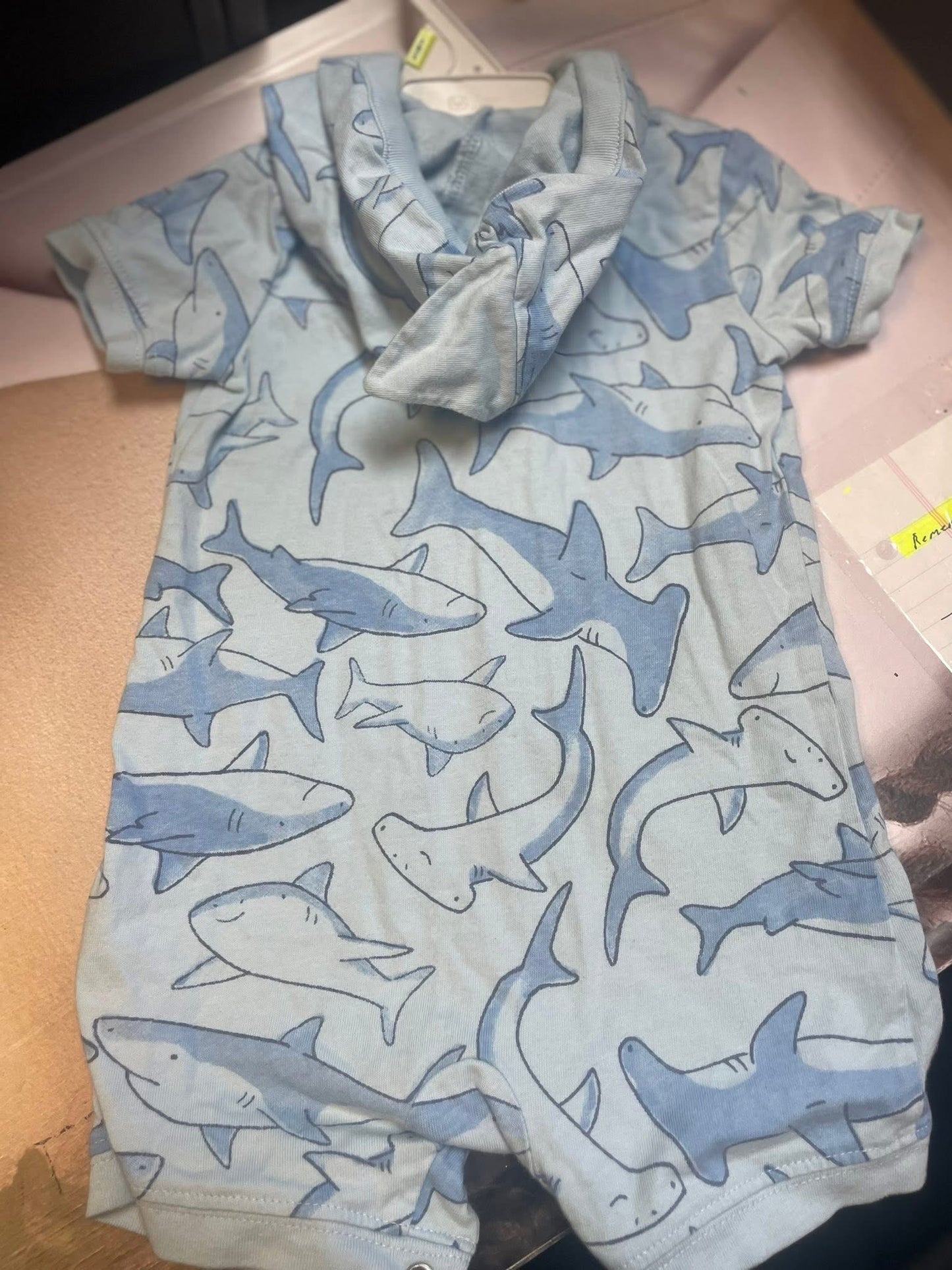 Carter's Just One You Baby Boys' Shark Romper, 6Mons Blue