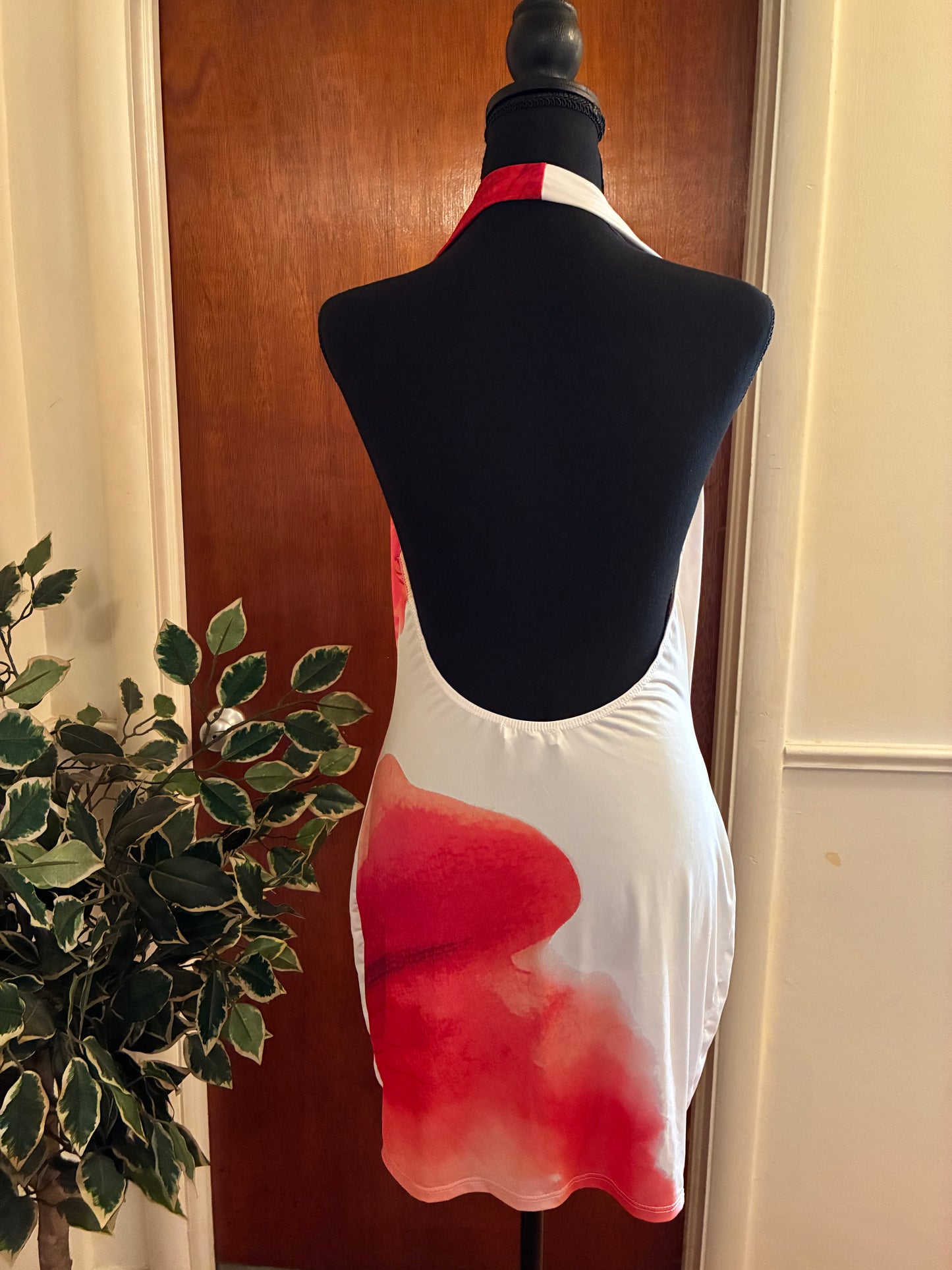 Vanessa Floral Backless Mini Dress - Red/combo Size Large