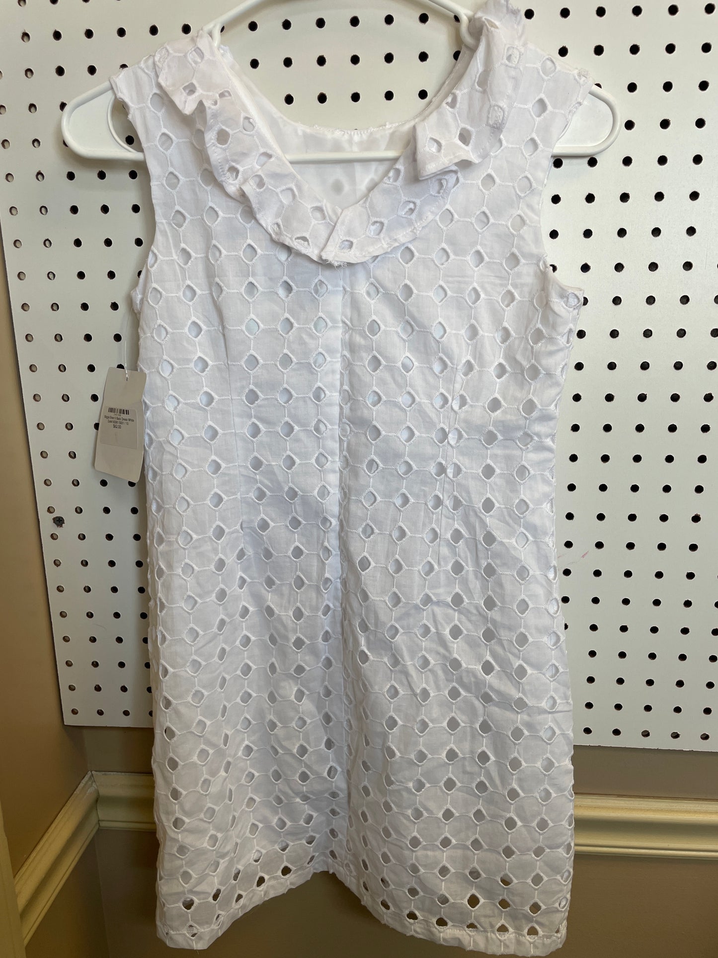 Maggie Breen V Back Dress White Eyelet Girl Size 10