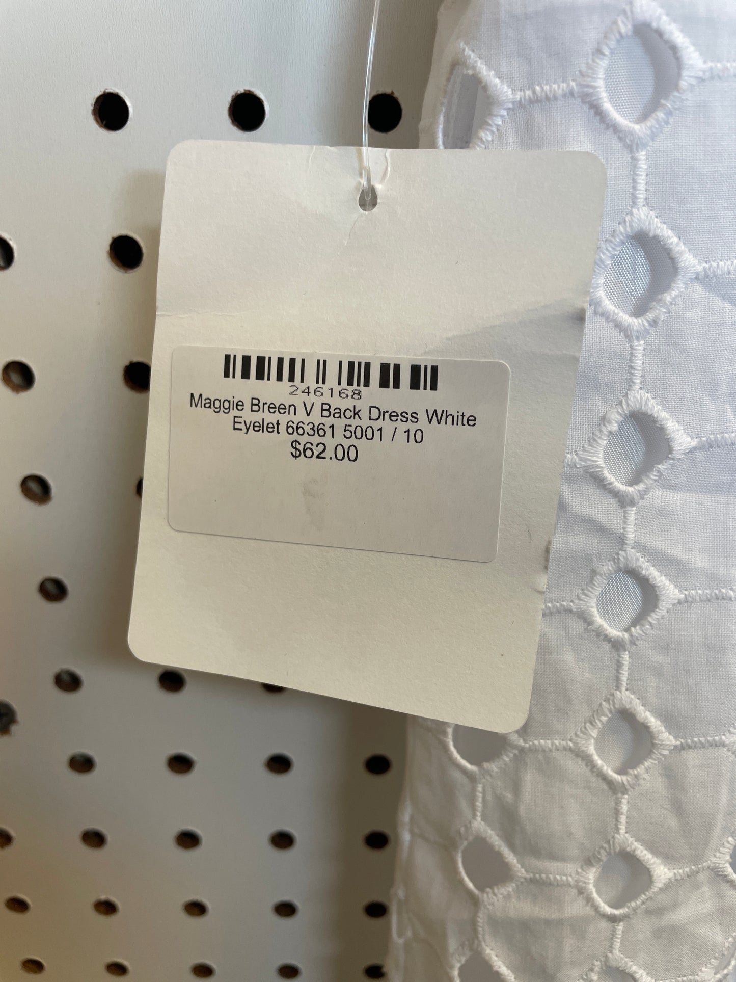 Maggie Breen V Back Dress White Eyelet Girl Size 10