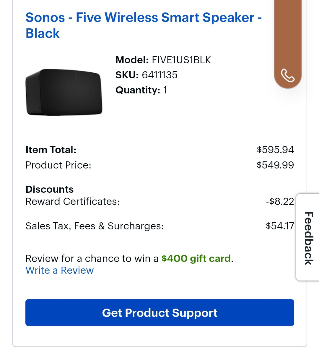 3- Black Sonos-Five Wireless Smart Speakers -Excellent Condition