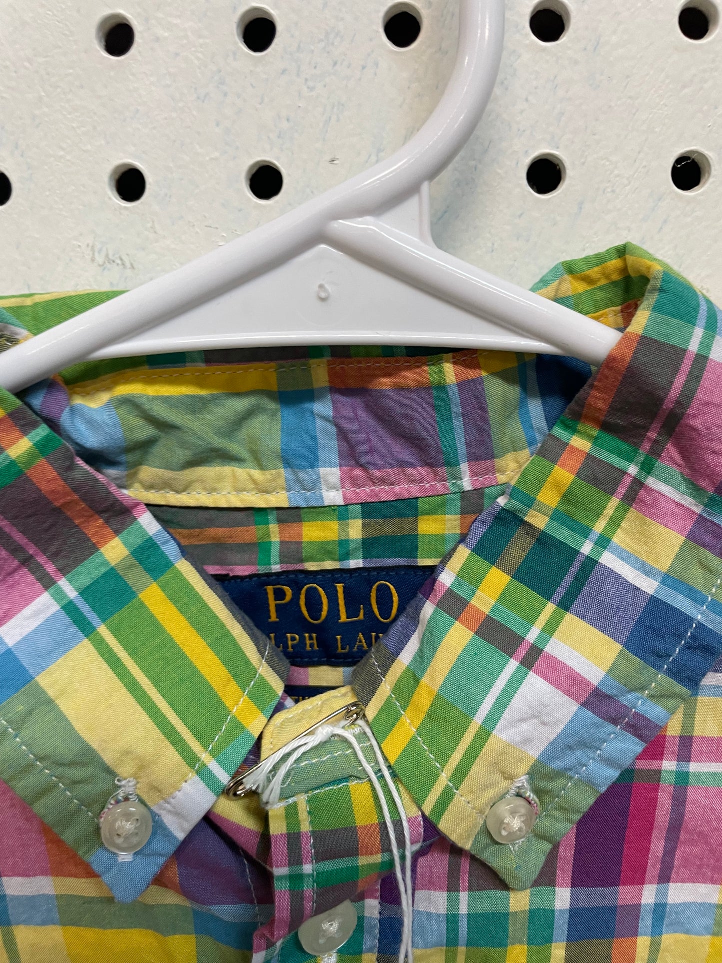 Polo Ralph Lauren Classic Fit Plaid Yellow Short Sleeve Boys Size 10/12