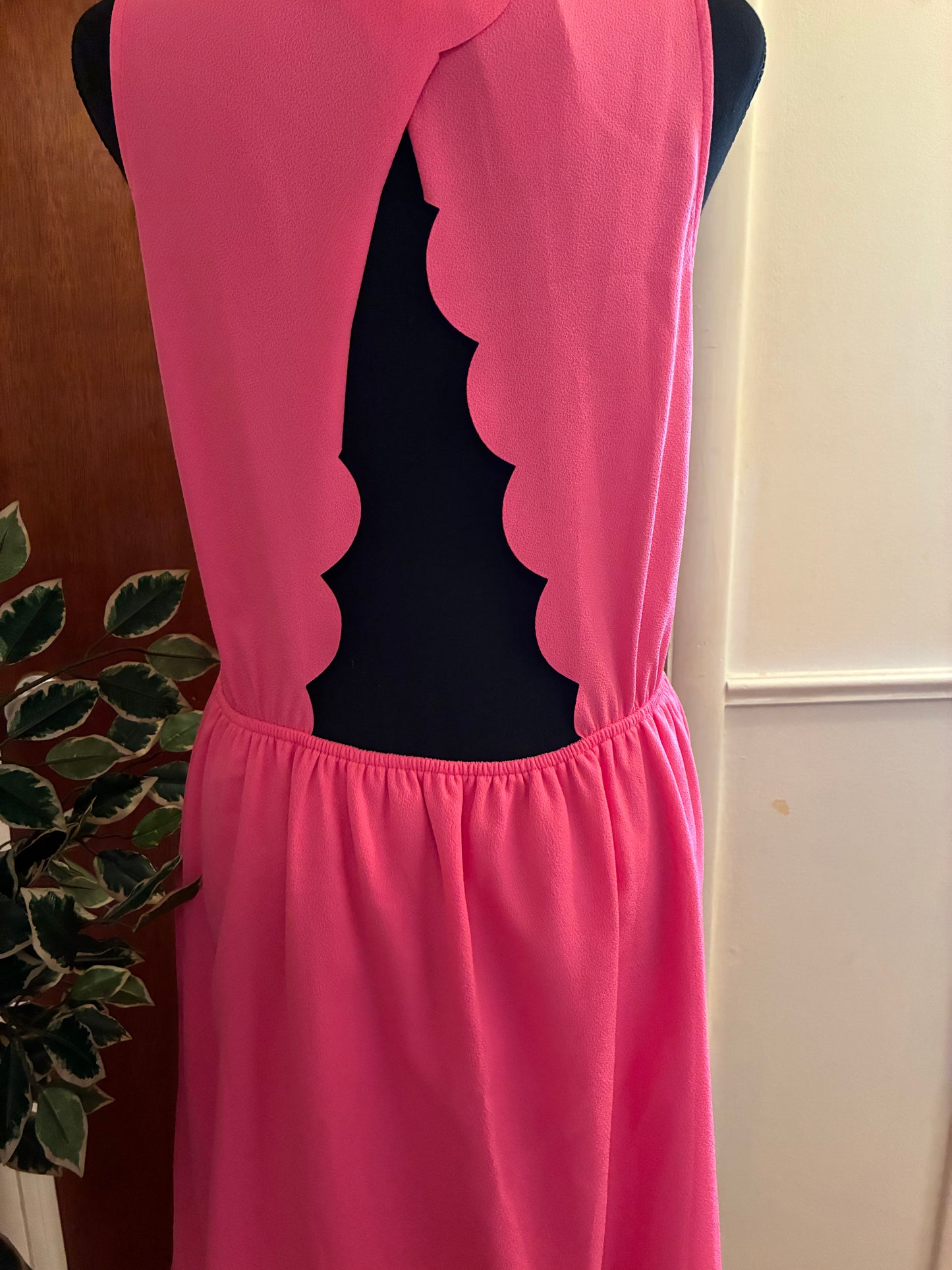 Francesca’s Be Stitched Dainty Hooligan Small Pink Scalloped Back Fit & Flare Dress Sleeveless Skater Pink Dress (New With Tag) Size Large