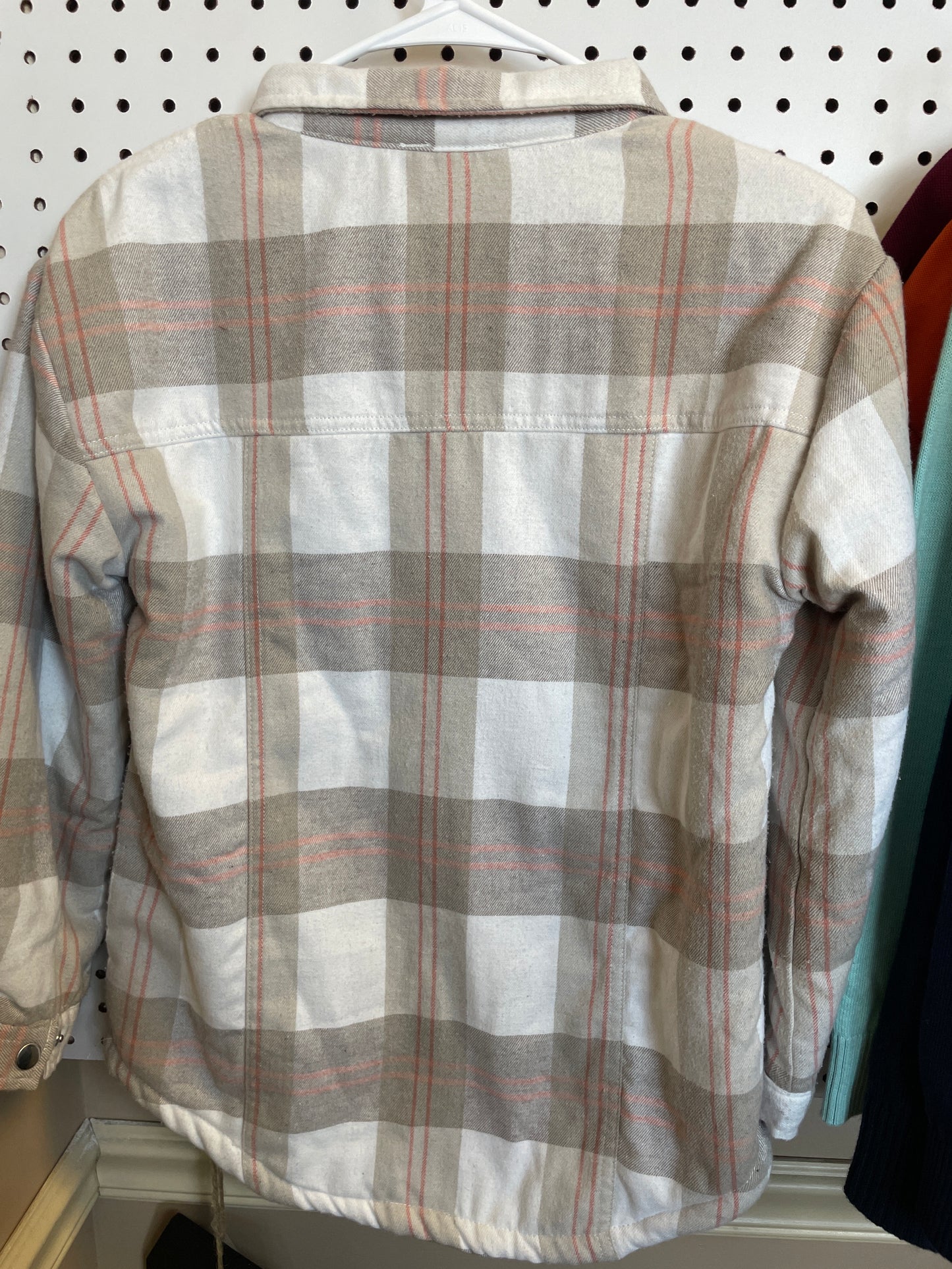 Jessica Simpson girls Fashion Shirt Jacket Taupe Plaid, Size 8/10