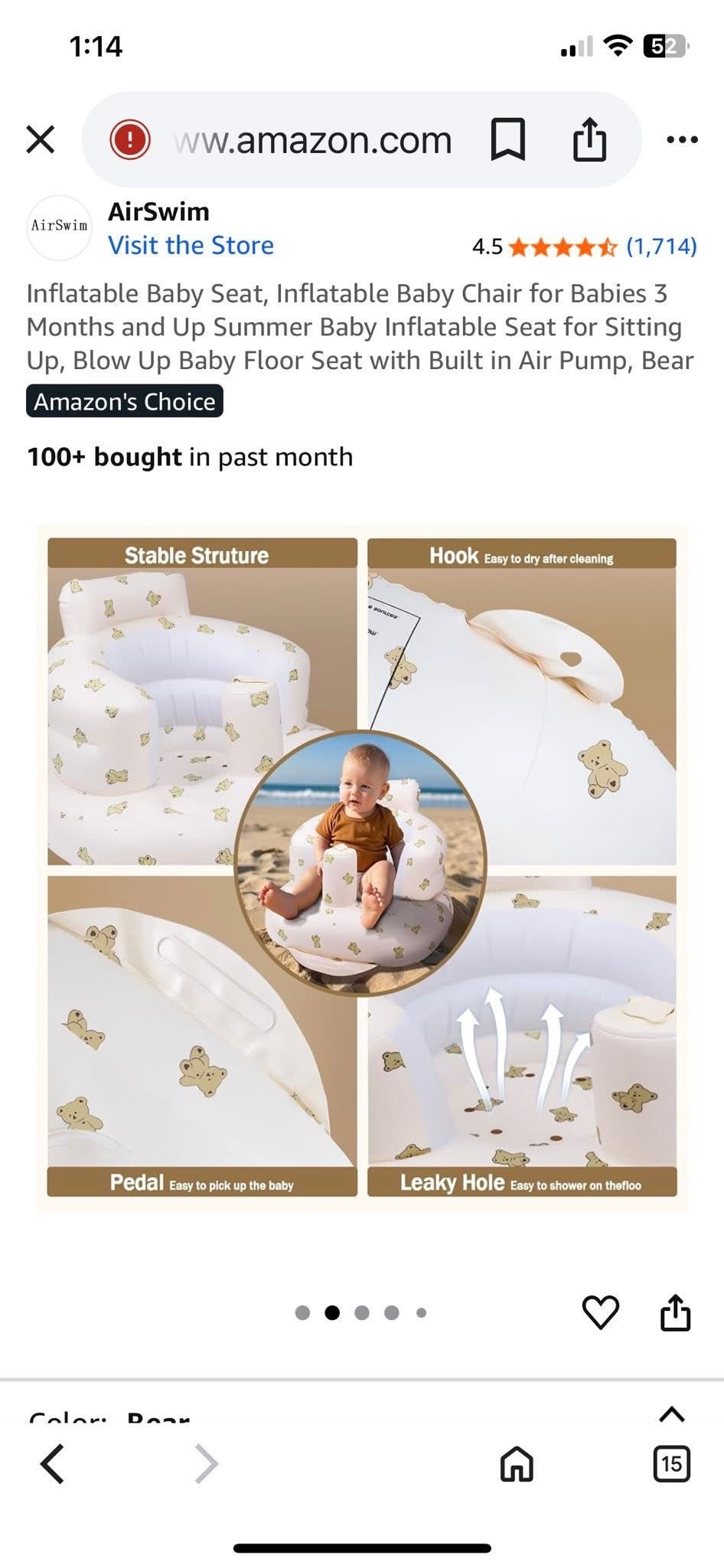 Inflatable Baby Chair for Babies 3 Months and Up,