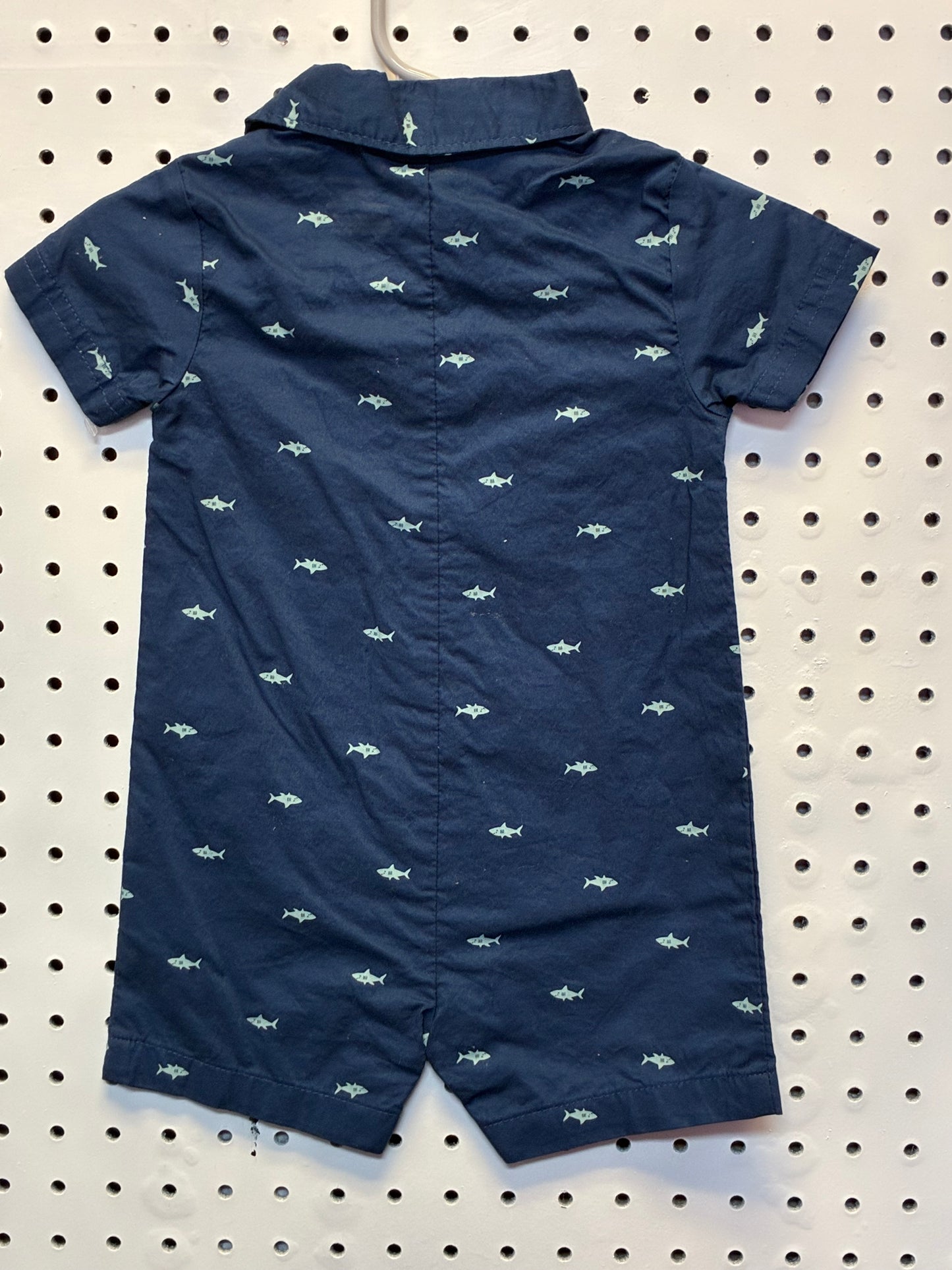 Carter's Child of Mine short-sleeve baby boy romper with a shark print Size 6-9M