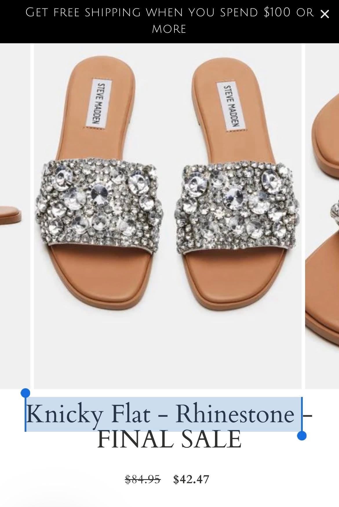 Steve Madden
Knicky Flat - Rhinestone
Size 12 Medium