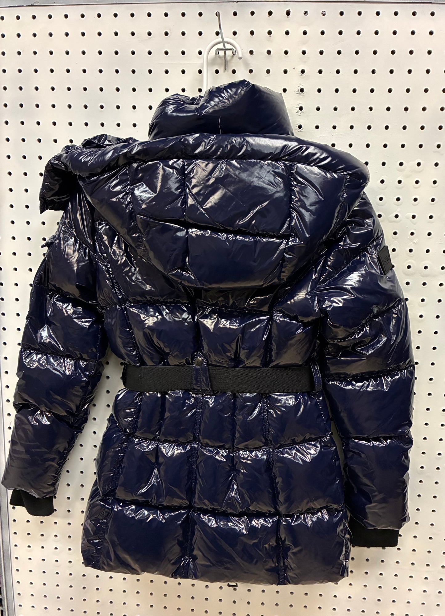 SAM. New York /SAM Girls. Soho Belted Down Puffer glossy navy blue color Jacket Size 8/10