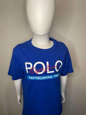Polo Blue Big Logo Stitched Boys Shirt~Size 7~ Excellent Condition