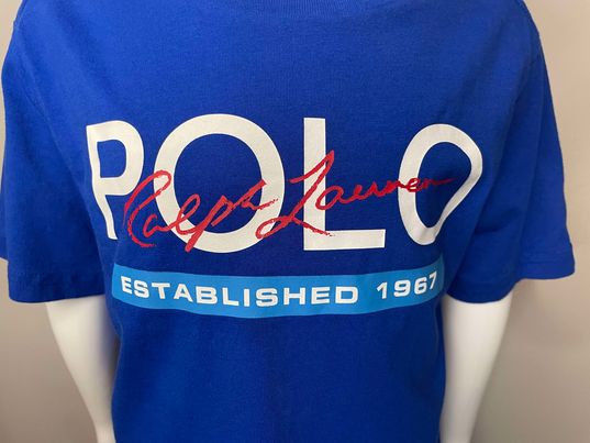Polo Blue Big Logo Stitched Boys Shirt~Size 7~ Excellent Condition
