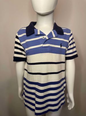 Polo Blue and White Striped Boys Polo Style Shirt~Size 5