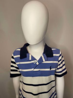 Polo Blue and White Striped Boys Polo Style Shirt~Size 5