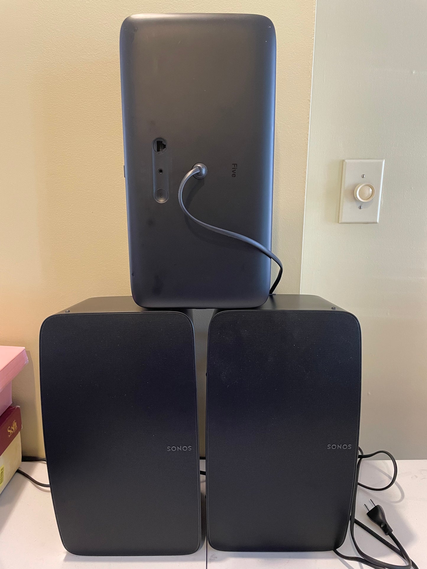 3- Black Sonos-Five Wireless Smart Speakers -Excellent Condition
