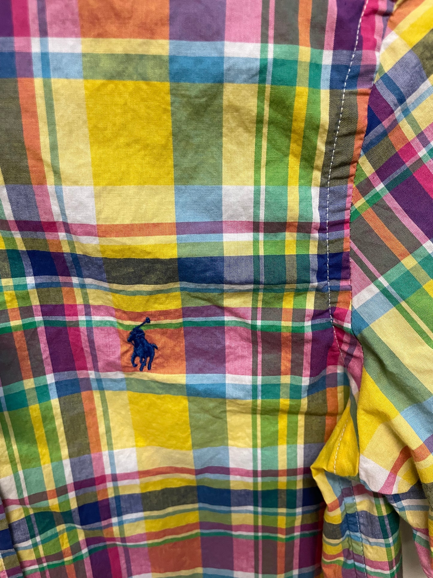 Polo Ralph Lauren Classic Fit Plaid Yellow Short Sleeve Boys Size 10/12