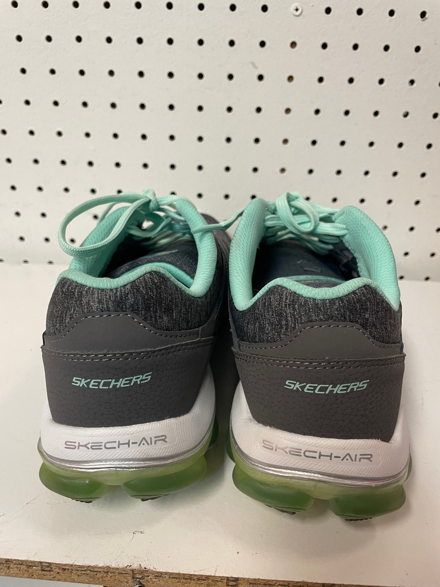 Skechers Skech Air Sneakers Women’s Size 10 Gray Green Running Shoes Lace Up Active