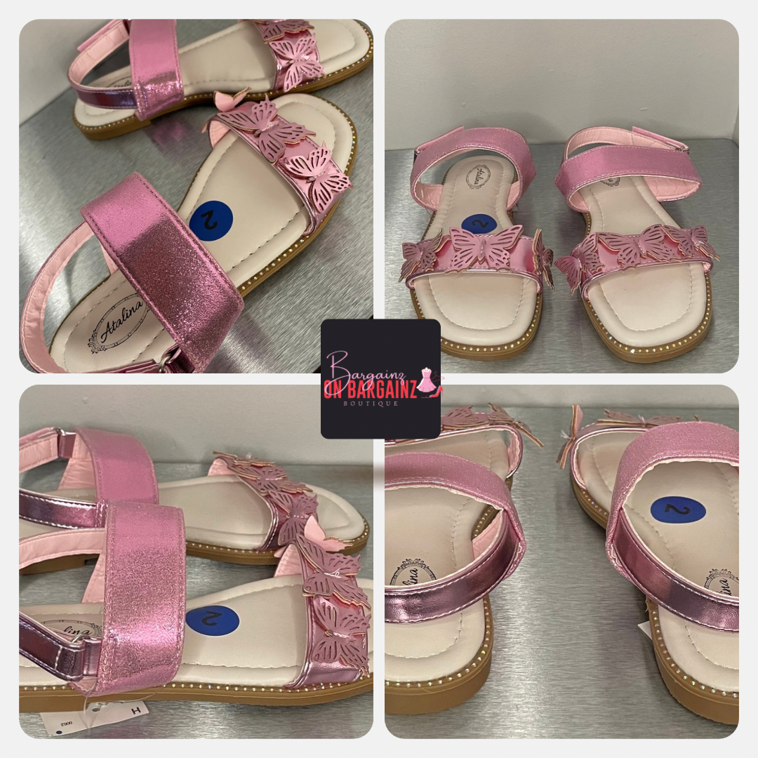 Pink Butterfly Sandals Girls Size 2 Condition:New
