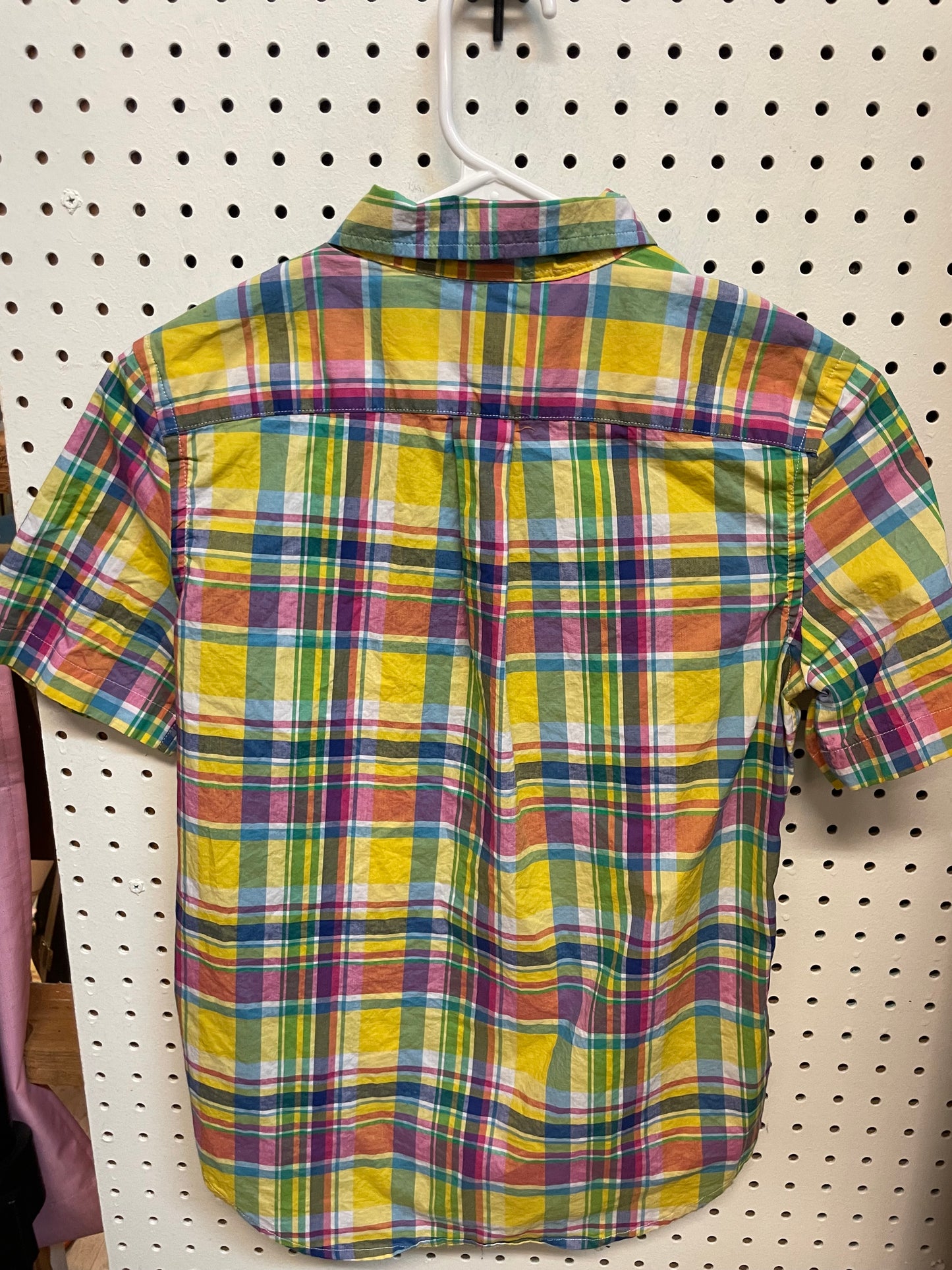 Polo Ralph Lauren Classic Fit Plaid Yellow Short Sleeve Boys Size 10/12