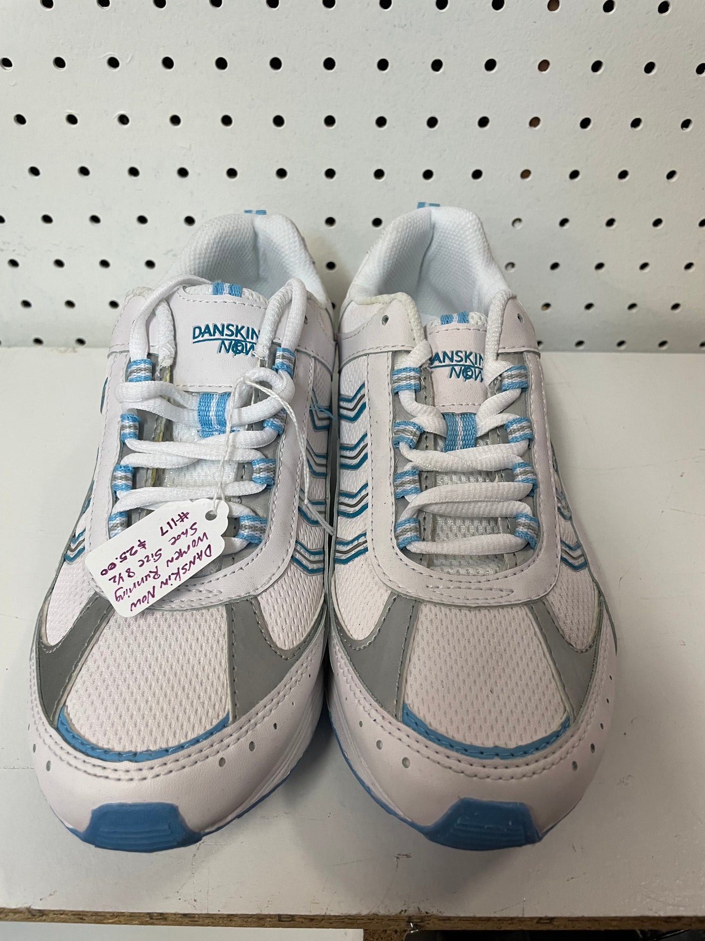 DANSKIN Now White Blue Running Training Shoes Women's Size 8.5