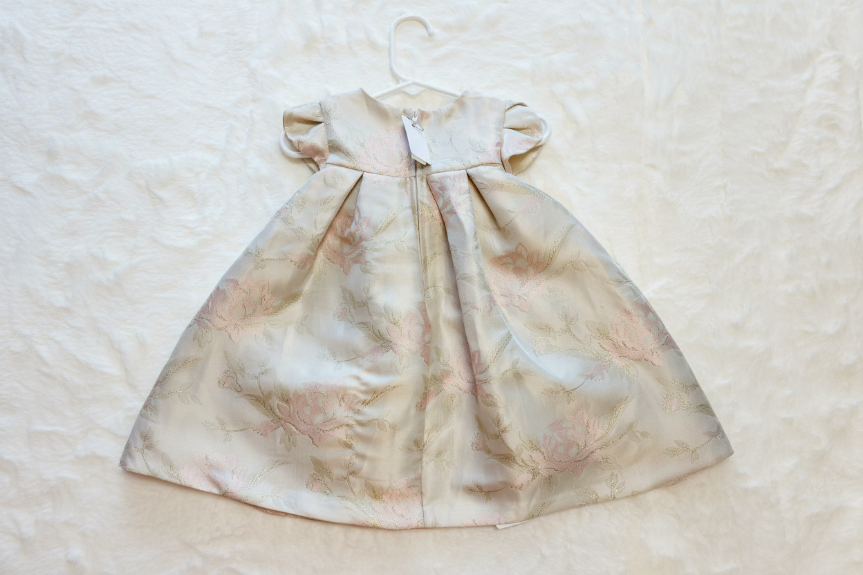 Bonnie Baby Elegant Baby Girl Dress with Pink Bow, Size 18mons