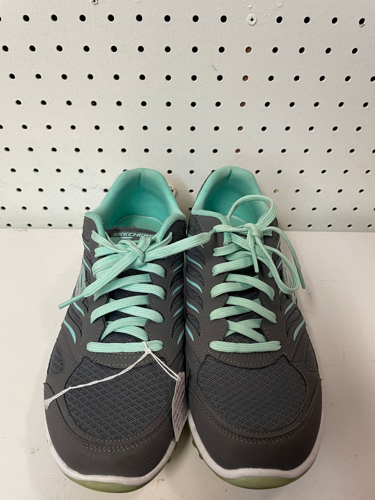 Skechers Skech Air Sneakers Women’s Size 10 Gray Green Running Shoes Lace Up Active