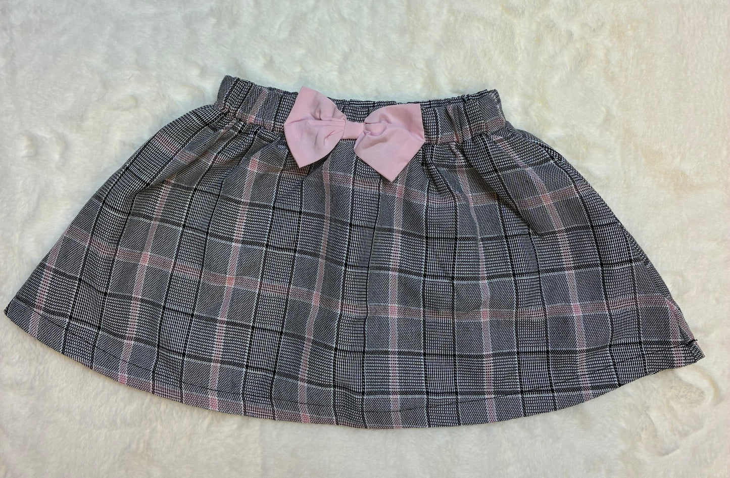 Girls 2pc White Ruffle Top & Plaid Skirt Set Size 18-24mons