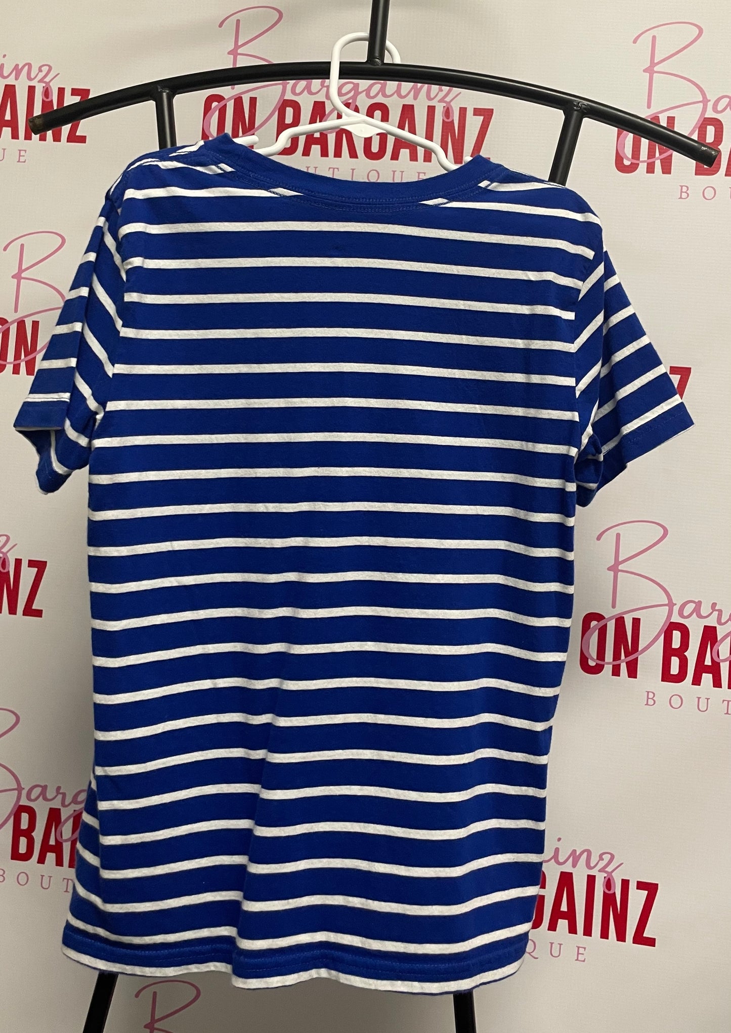 RALPH LAUREN Boys Blue & White Striped Polo T-Shirt, Size 7 – Great Condition