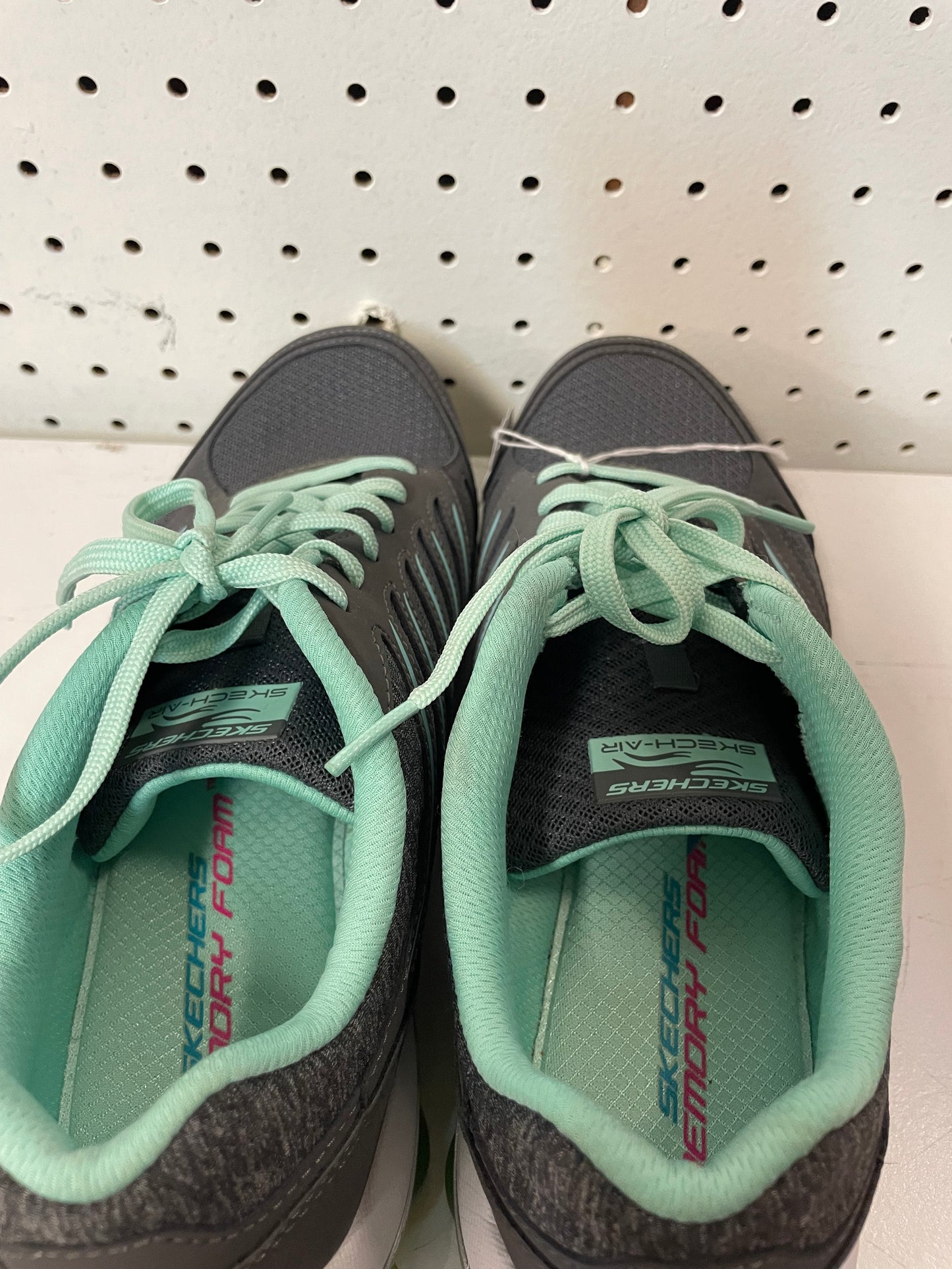 Skechers Skech Air Sneakers Women’s Size 10 Gray Green Running Shoes Lace Up Active