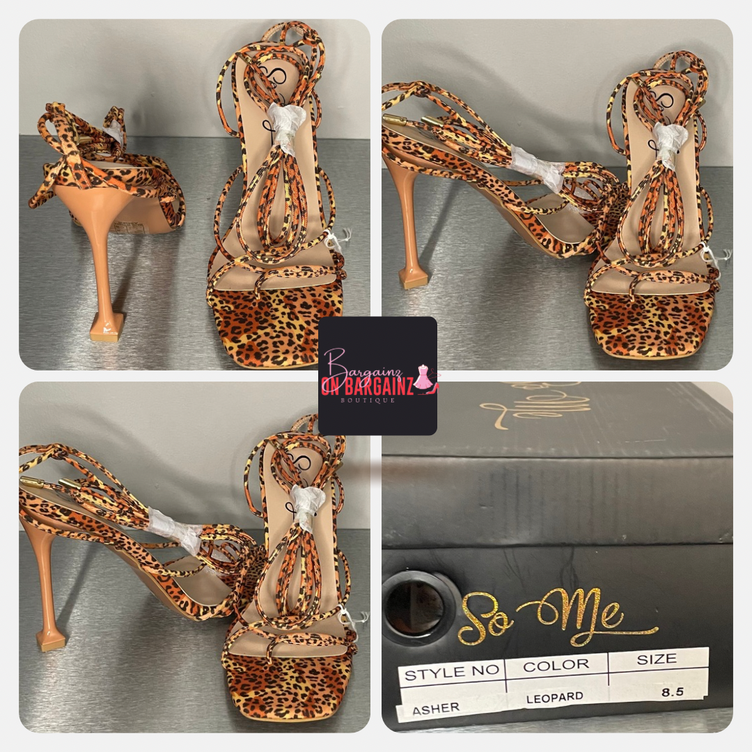 So Me was Leopard Tie Up Heel Women Size 8.5 Condition: New