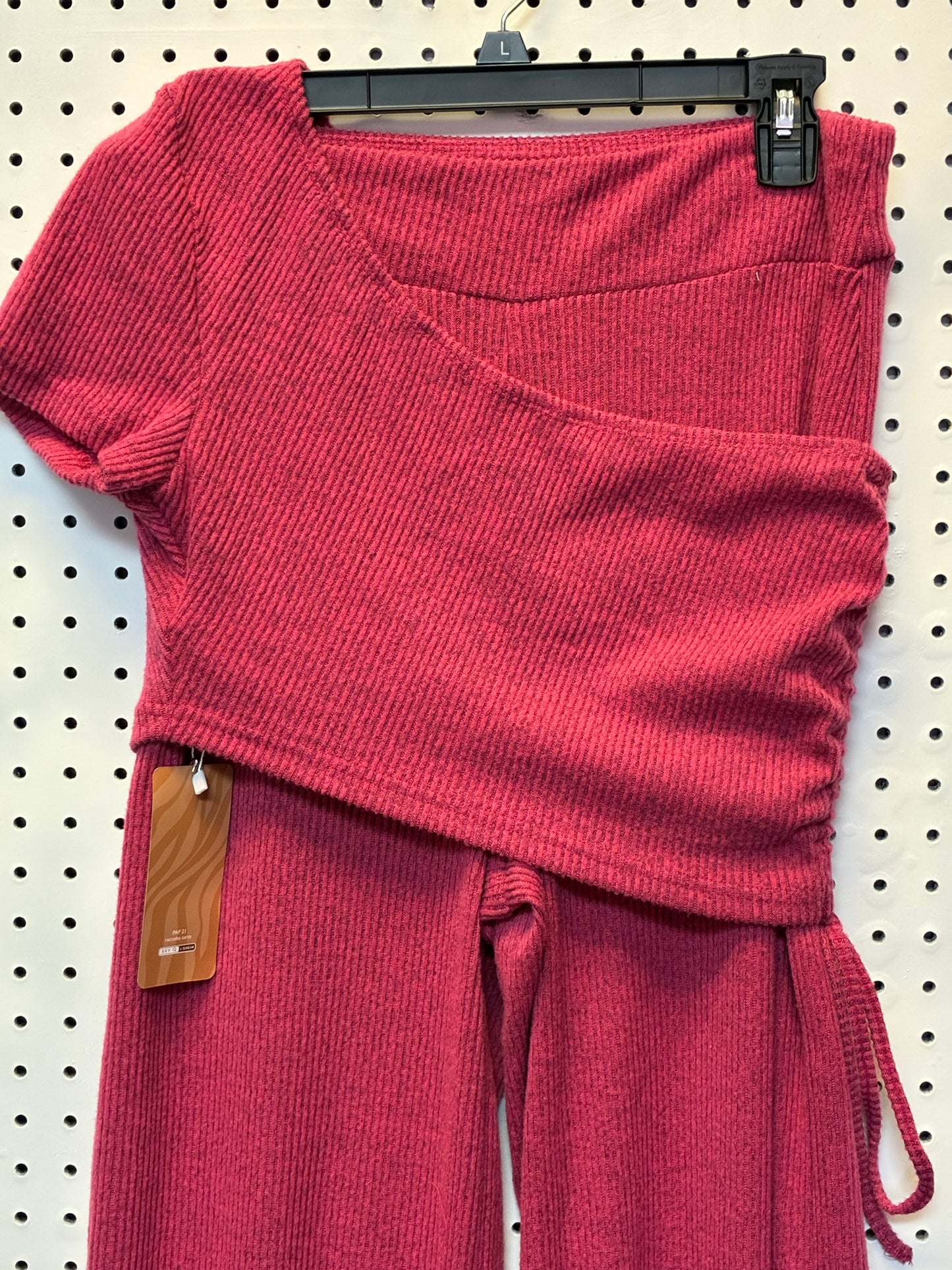 Shein Pink Ribbed Knit two-piece outfit Size Large /Tall