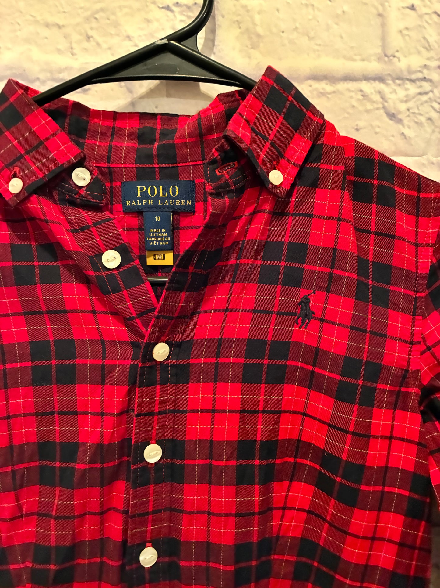 Polo Ralph Lauren girls' long-sleeve plaid shirt dress Girls Size 10