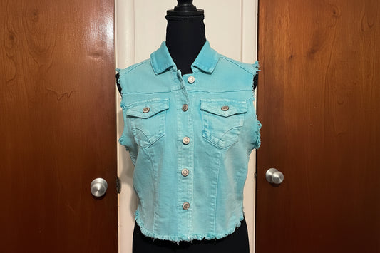 Thread & Supply Aqua denim jacket Women Size Large 10/12