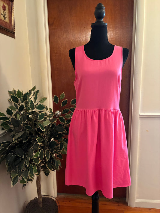 Francesca’s Be Stitched Dainty Hooligan Small Pink Scalloped Back Fit & Flare Dress Sleeveless Skater Pink Dress (New With Tag) Size Large