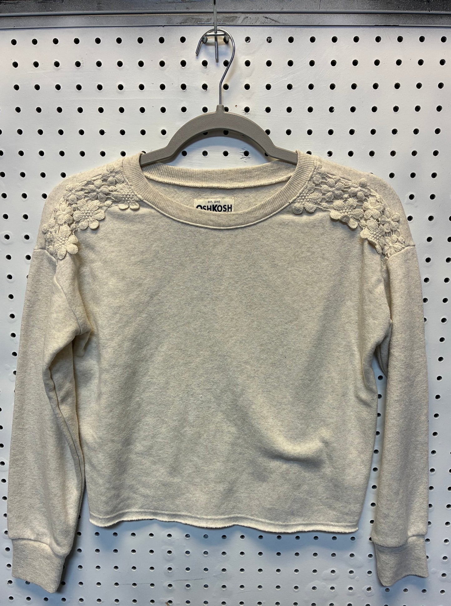OshKosh B'gosh off-white children's sweater with floral details on the shoulders Size 12A