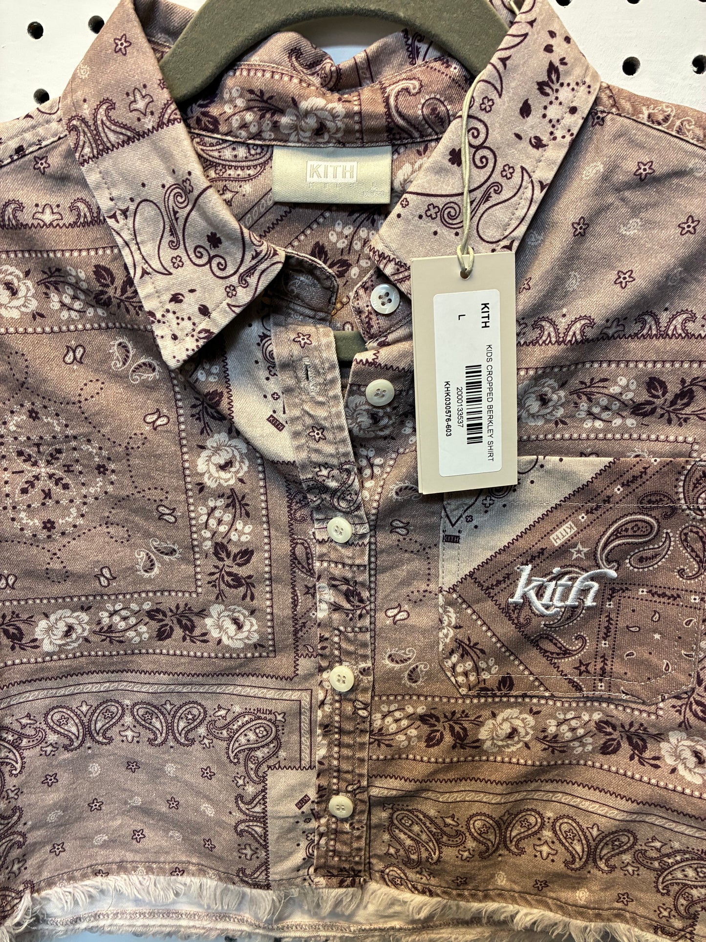 Kith Kids Cropped Berkley Shirt Size Large - NWT
