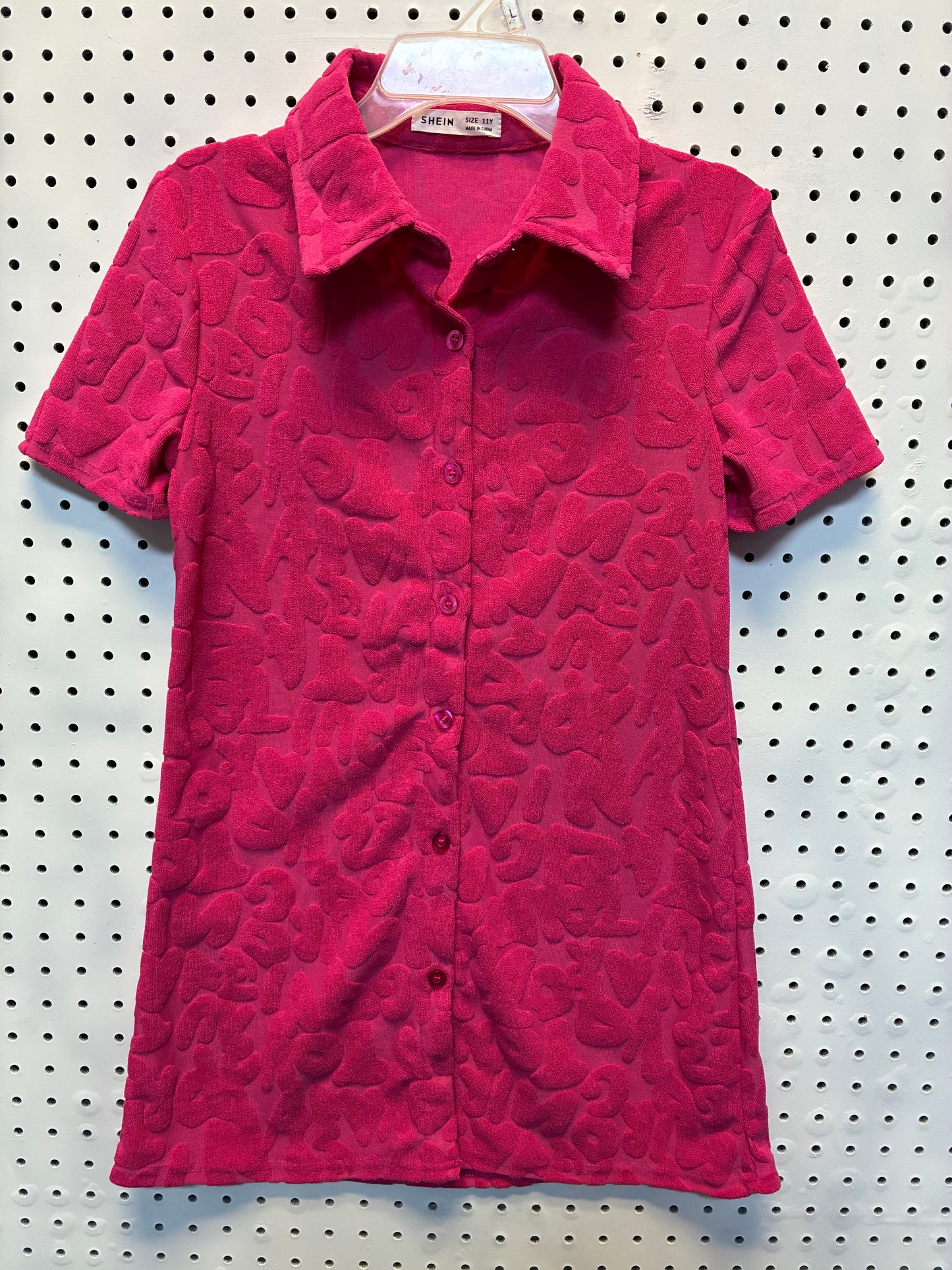 Shein Girls Jaded London pink graffiti embossed towelling playsuit Size11